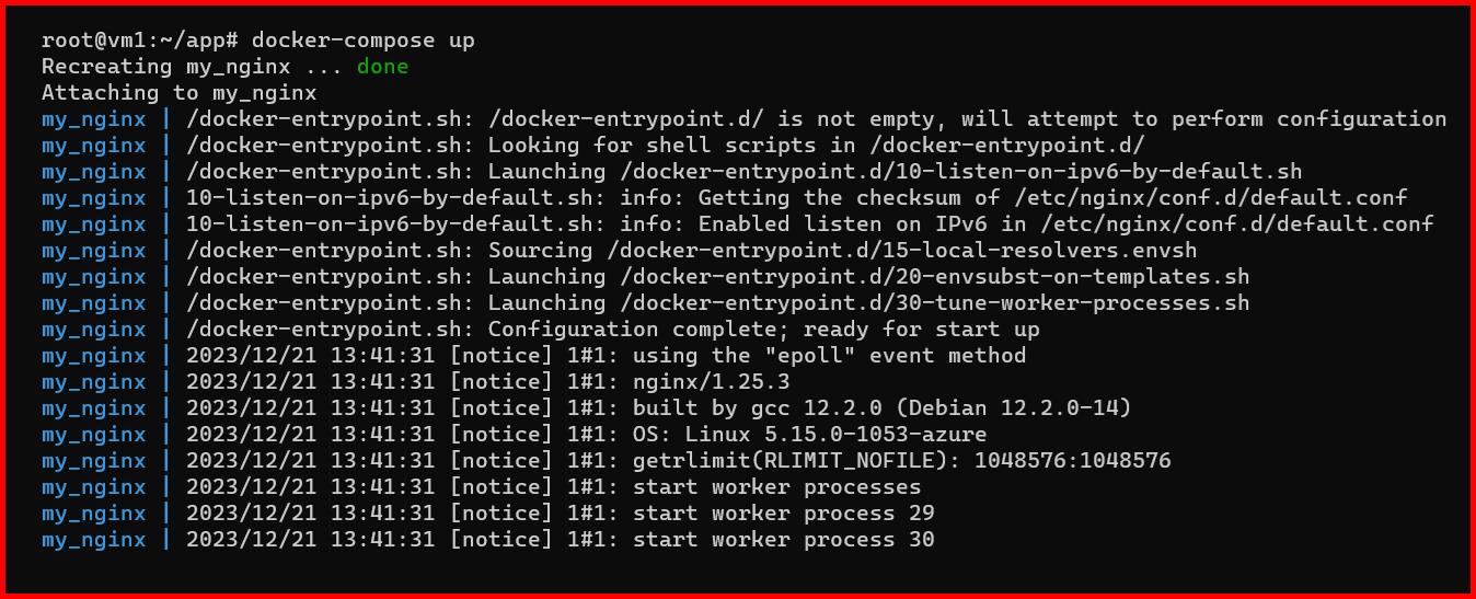 Picture showing the output of docker compose